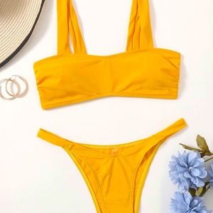 Solid High Cut Bikini Swim Set
